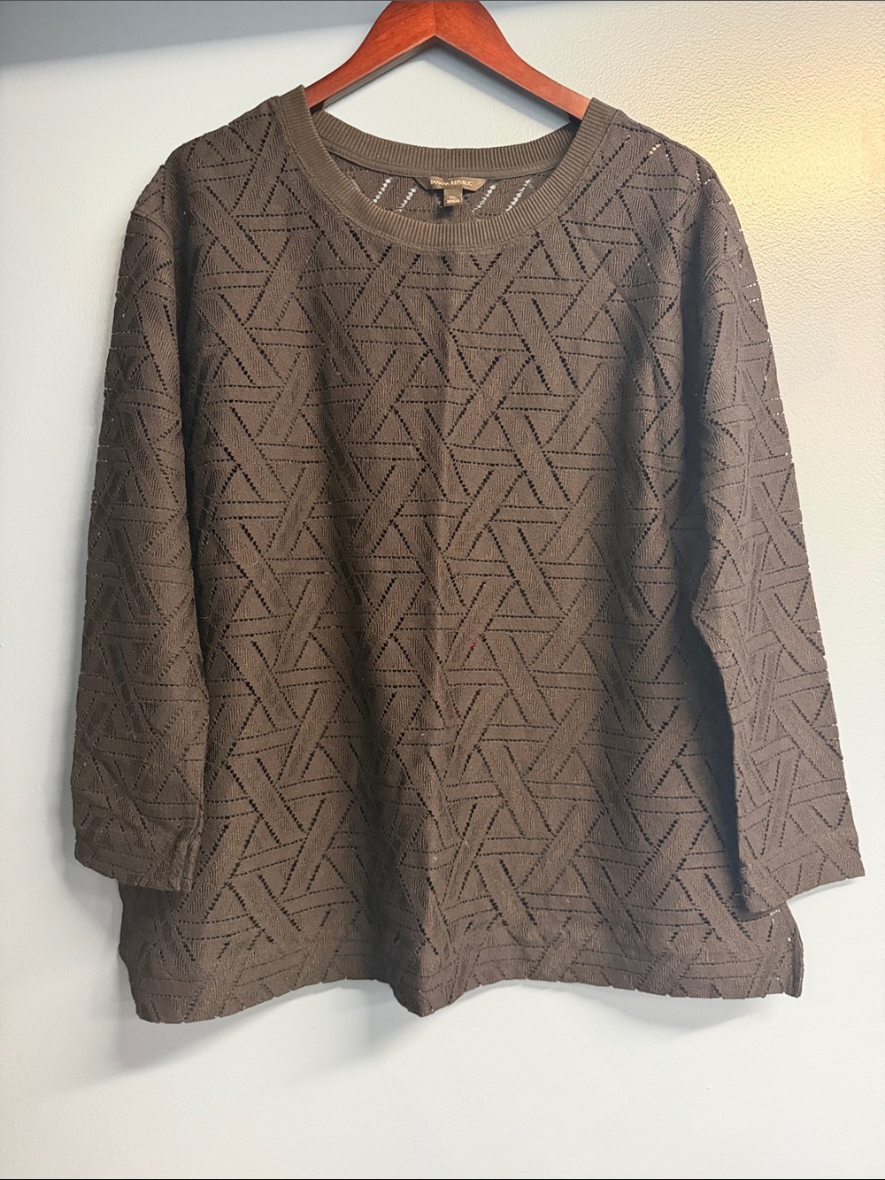 Banana Republic Black Geometric Eyelet Crewneck Tunic